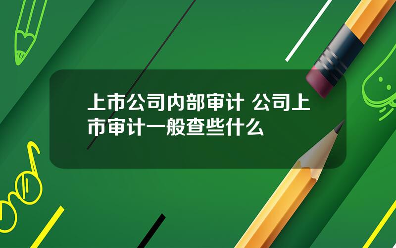 上市公司内部审计 公司上市审计一般查些什么